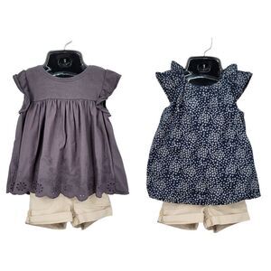 GAP Khaki Shorts and Top Cotton Bundle Navy Star Blouse and Gray Eyelet Blouse